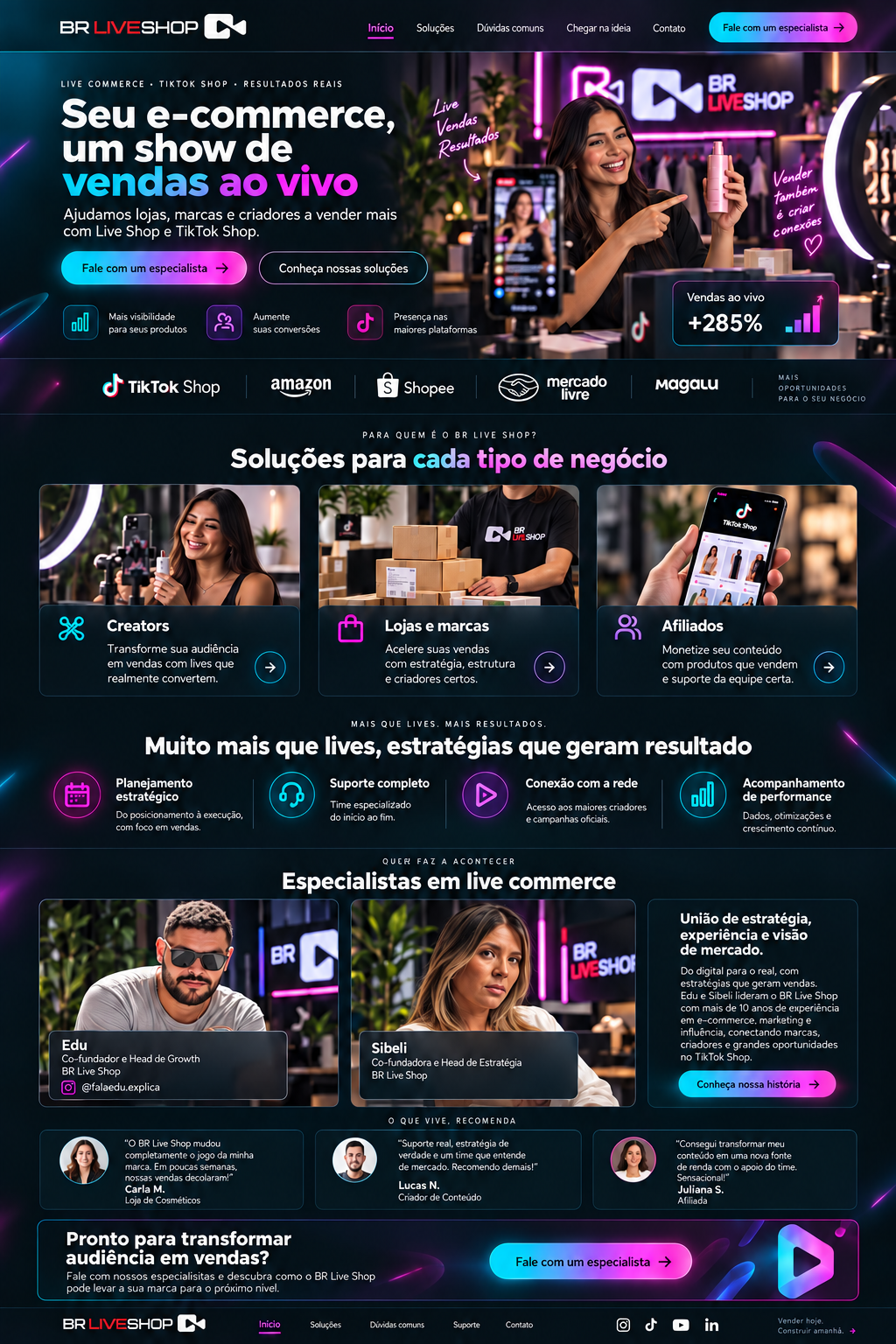 Criadora apresentando produtos em uma live